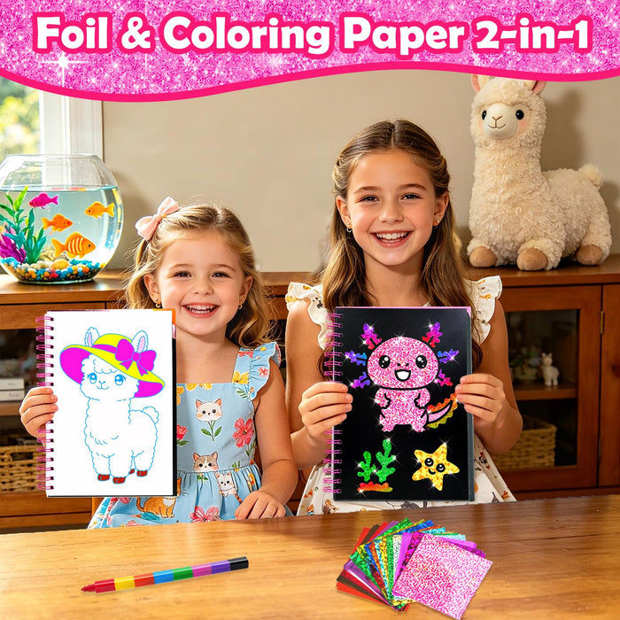 FUNNYB&G Foil Art Craft Kit for Girls 4-10 Years Old（Cute Pet）