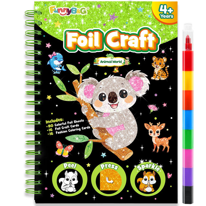 FUNNYB&G Foil Art Craft Kit for Kids 4-10 Years Old(Animal World)