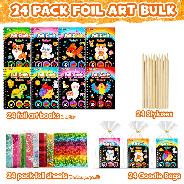 FUNNYB&G  24 Pack Foil Art  Party Favors for Kids  (Cute Pet)