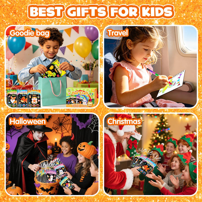 FUNNYB&G  24 Pack Foil Art  Party Favors for Kids  (Cute Pet)