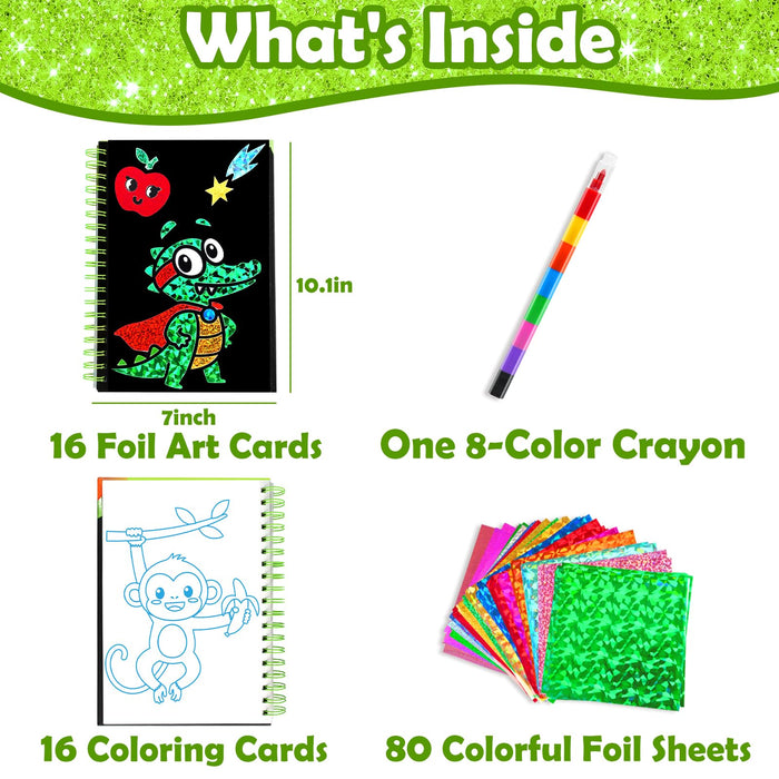 FUNNYB&G Foil Art Craft Kit for Kids 4-10 Years Old(Animal World)
