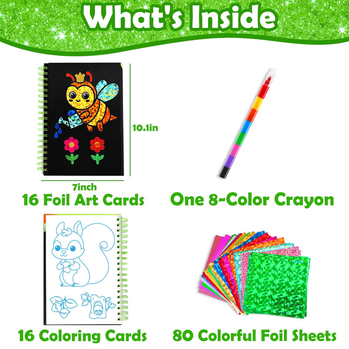 FUNNYB&G Foil Art Craft Kit for Kids 4-10 Years Old(Going Green)