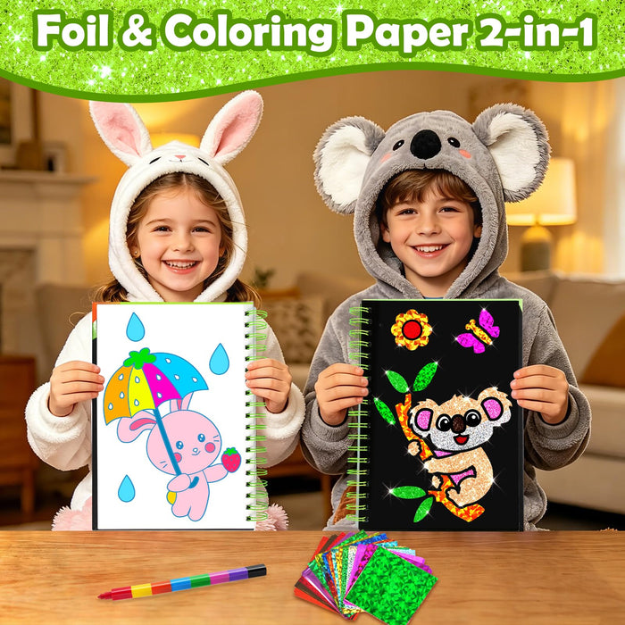 FUNNYB&G Foil Art Craft Kit for Kids 4-10 Years Old(Animal World)