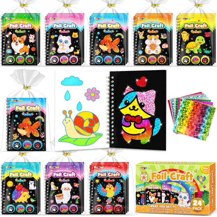 FUNNYB&G  24 Pack Foil Art  Party Favors for Kids  (Cute Pet)