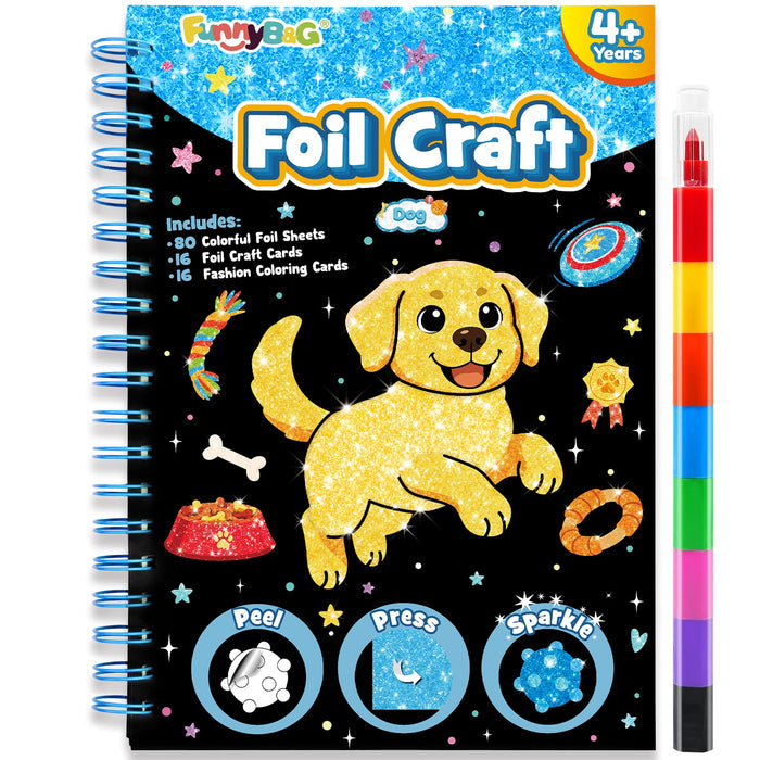 FUNNYB&G Foil Art Craft Kit for Kids 4-10 Years Old（Dog）