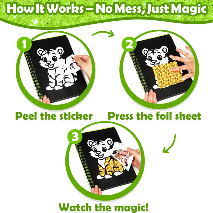 FUNNYB&G Foil Art Craft Kit for Kids 4-10 Years Old(Animal World)