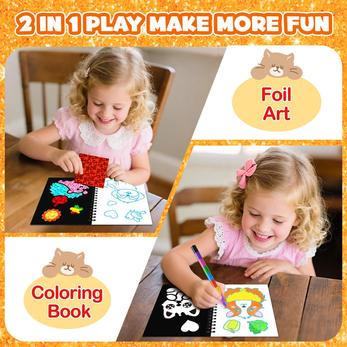 FUNNYB&G  24 Pack Foil Art  Party Favors for Kids  (Cute Pet)