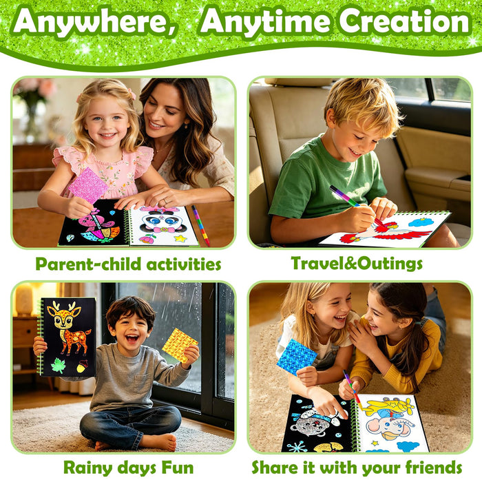 FUNNYB&G Foil Art Craft Kit for Kids 4-10 Years Old(Animal World)