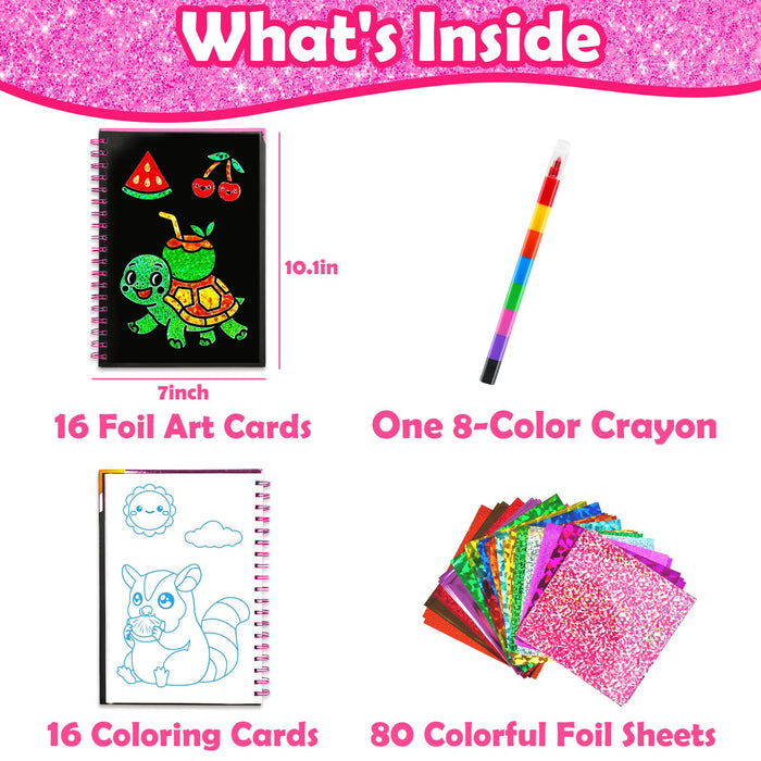 FUNNYB&G Foil Art Craft Kit for Girls 4-10 Years Old（Cute Pet）