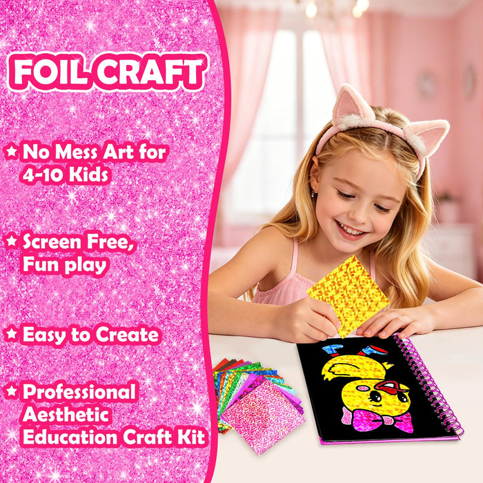 FUNNYB&G Foil Art Craft Kit for Girls 4-10 Years Old（Cute Pet）