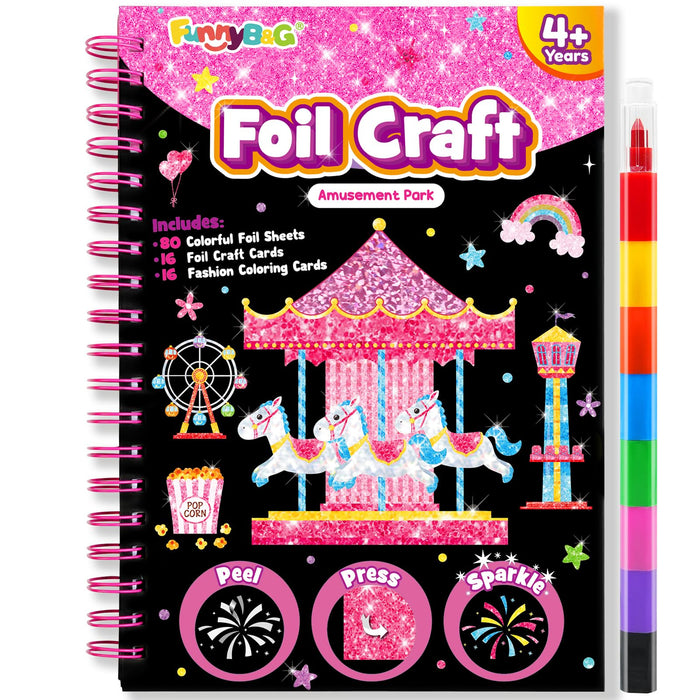 FUNNYB&G Foil Art Crafts for Kids Ages 4-8(Amusement Park)