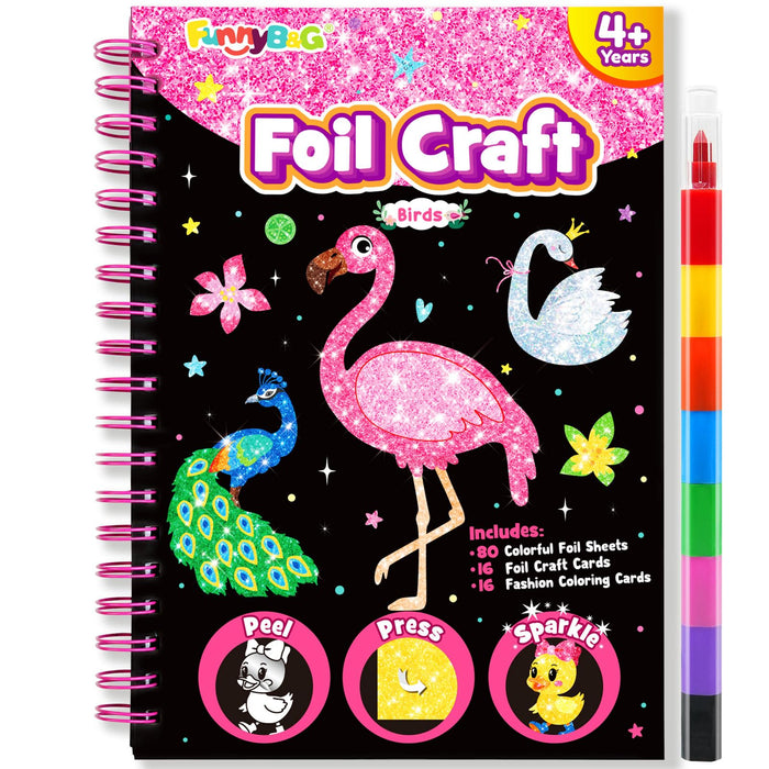 FUNNYB&G Foil Art Crafts for Kids Ages 4-8(Birds)