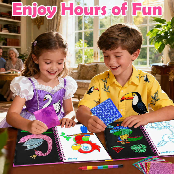 FUNNYB&G Foil Art Crafts for Kids Ages 4-8(Birds)