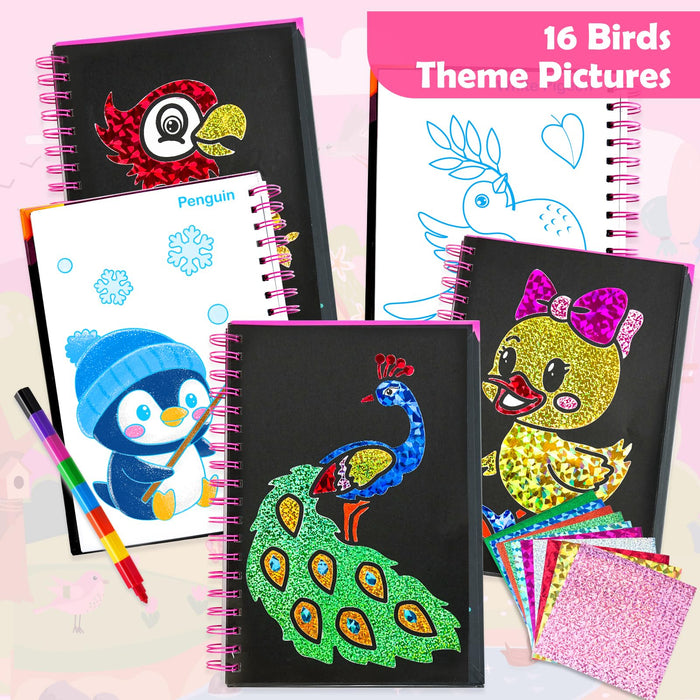 FUNNYB&G Foil Art Crafts for Kids Ages 4-8(Birds)