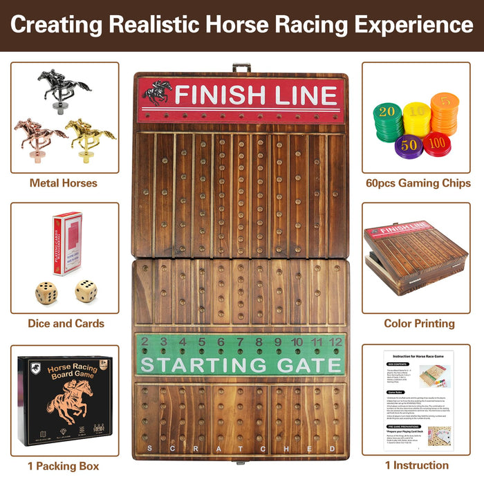 FUNNYB&G 21 inches Horse Race Board Game (Brown)