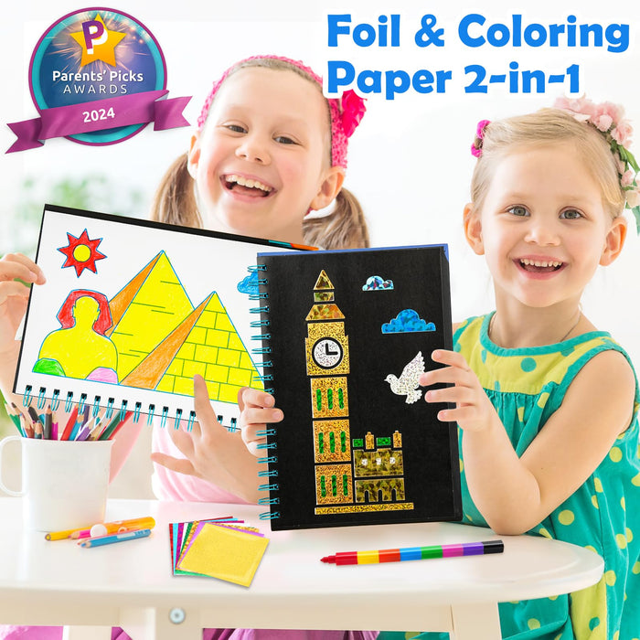FUNNYB&G Foil Art Crafts for Kids Ages 4-8(Buildings)
