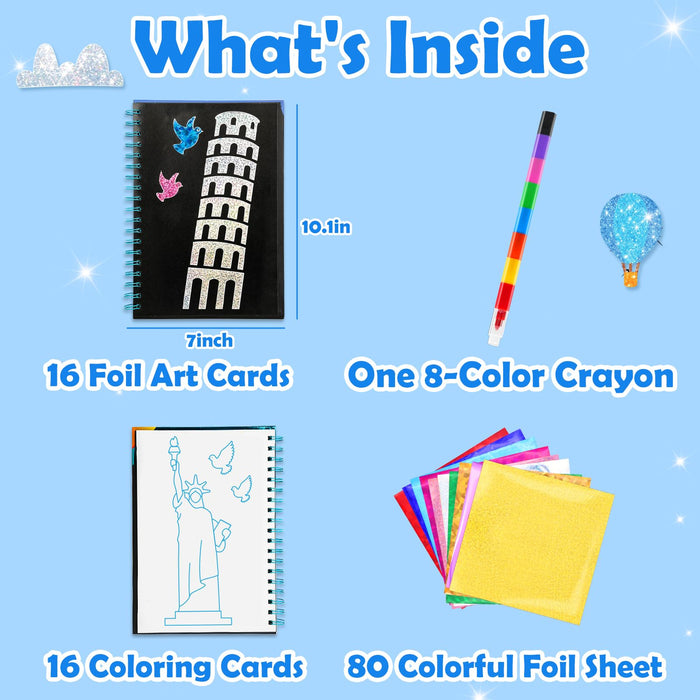 FUNNYB&G Foil Art Crafts for Kids Ages 4-8(Buildings)