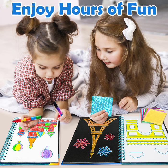 FUNNYB&G Foil Art Crafts for Kids Ages 4-8(Buildings)