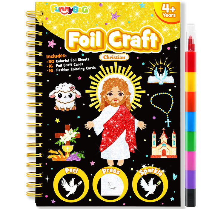 FUNNYB&G Foil Art Crafts for Kids Ages 4-8(Christian)