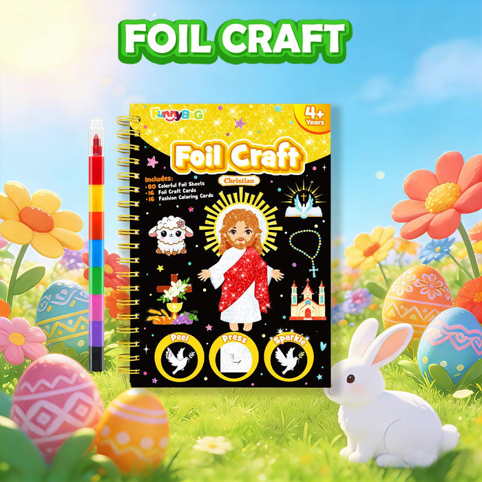 FUNNYB&G Foil Art Crafts for Kids Ages 4-8(Christian)