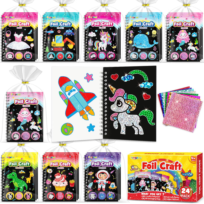 FUNNYB&G 24 Pack Foil Art Party Favors for Kids(Classic)