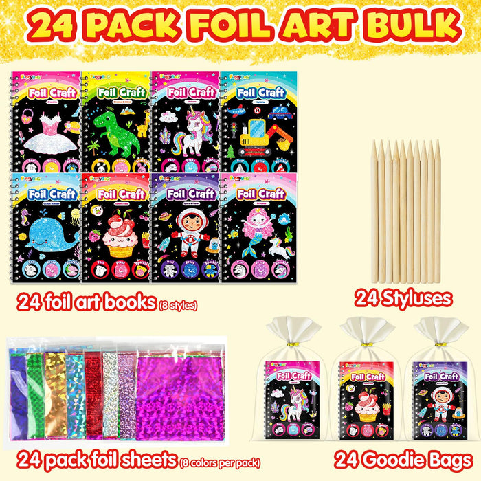 FUNNYB&G 24 Pack Foil Art Party Favors for Kids(Classic)