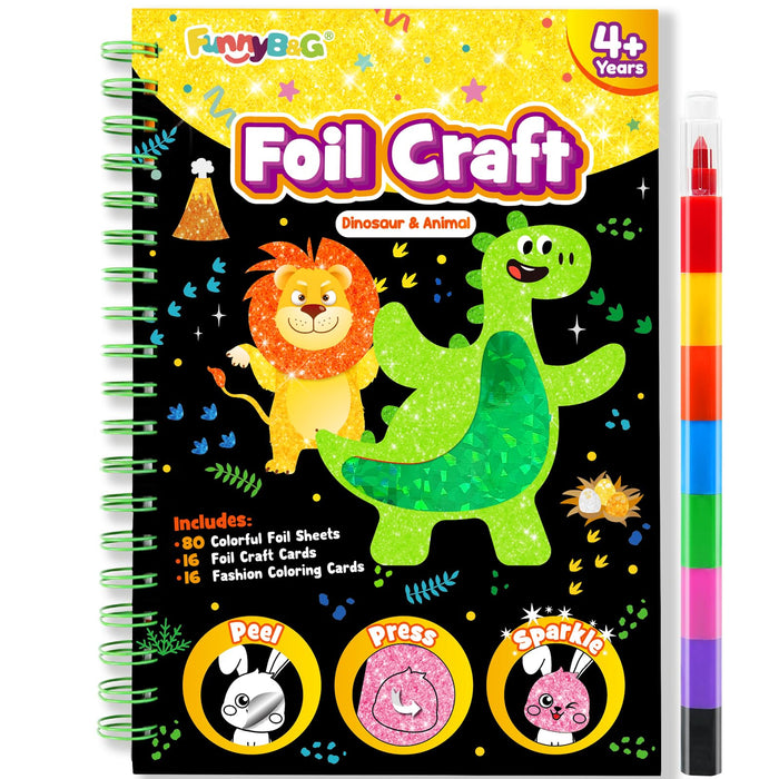 FUNNYB&G Foil Art Crafts for Kids Ages 4-8 (Dinosaur Ainmal)