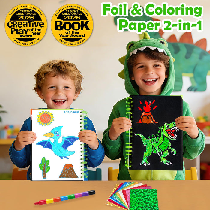 FUNNYB&G Foil Art Crafts for Kids Ages 4-8(Dinosaur World)