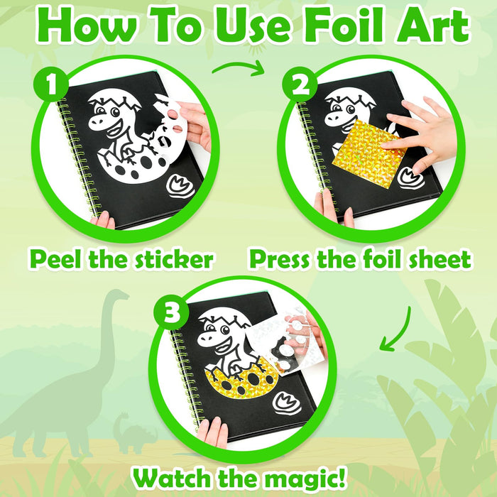 FUNNYB&G Foil Art Crafts for Kids Ages 4-8(Dinosaur World)