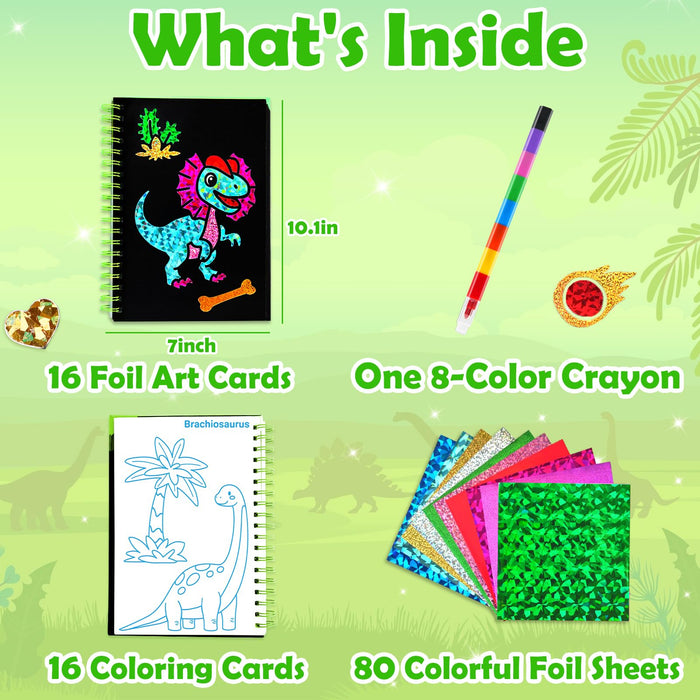 FUNNYB&G Foil Art Crafts for Kids Ages 4-8(Dinosaur World)