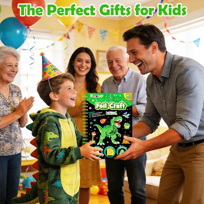FUNNYB&G Foil Art Crafts for Kids Ages 4-8(Dinosaur World)