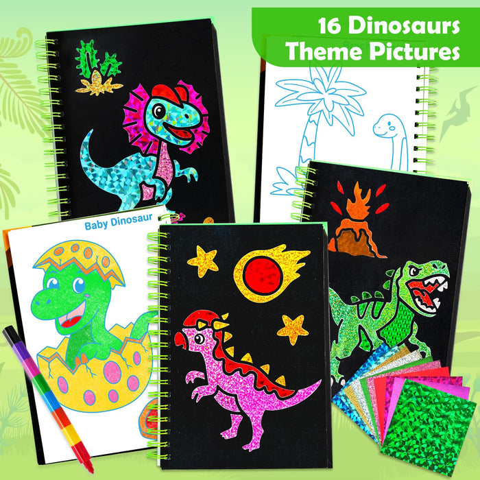FUNNYB&G Foil Art Crafts for Kids Ages 4-8(Dinosaur World)