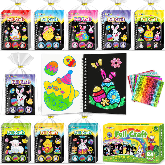 FUNNYB&G 24 Pack Foil Art Party Favors for Kids(Easter)