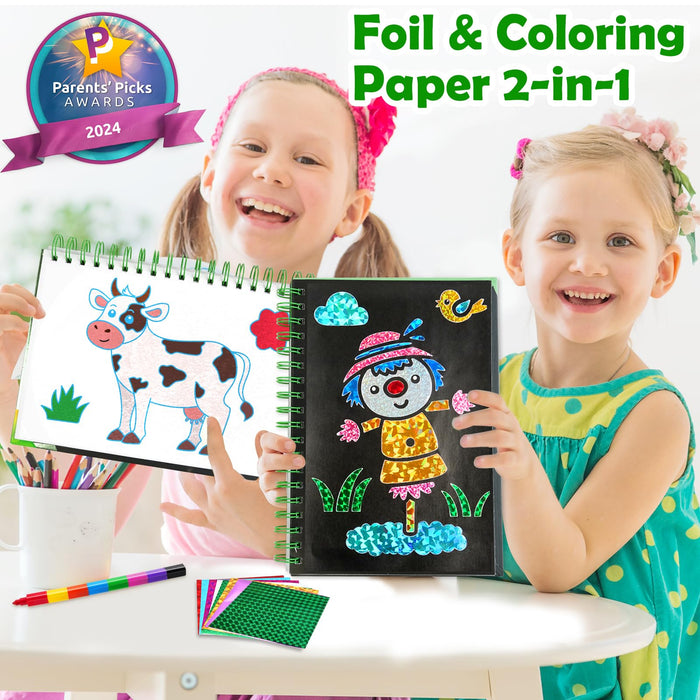 FUNNYB&G Foil Art Crafts for Kids Ages 4-8(Farm)