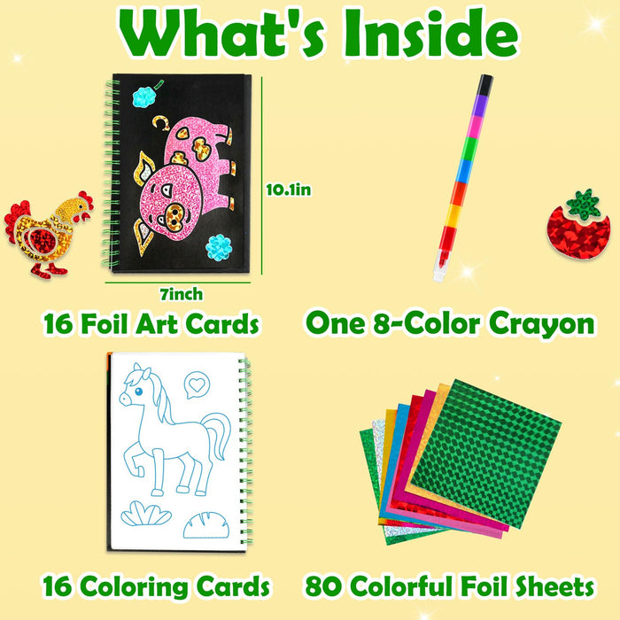 FUNNYB&G Foil Art Crafts for Kids Ages 4-8(Farm)