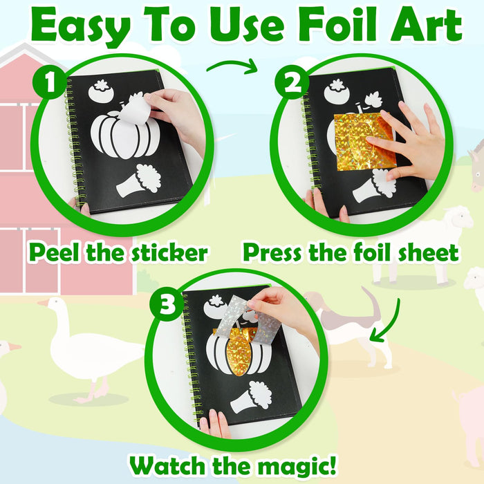FUNNYB&G Foil Art Crafts for Kids Ages 4-8(Farm)