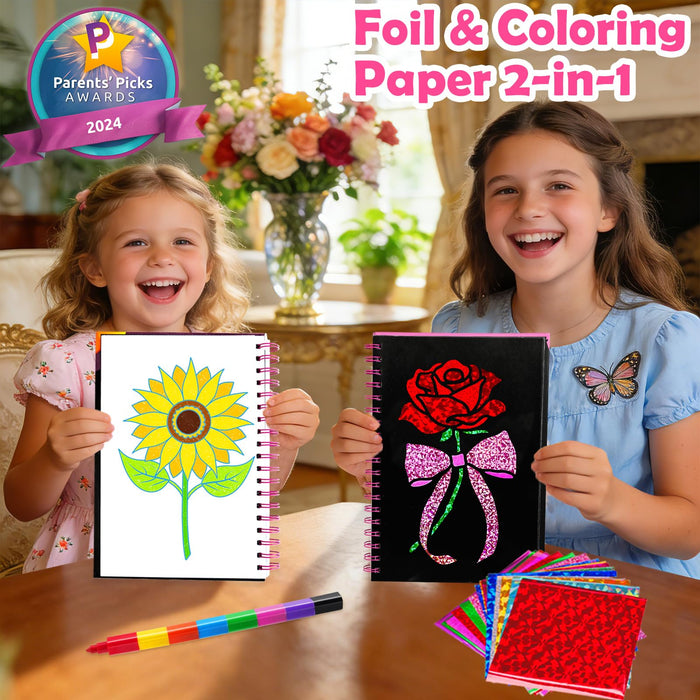 FUNNYB&G Foil Art Crafts for Kids Ages 4-8 (Flower）