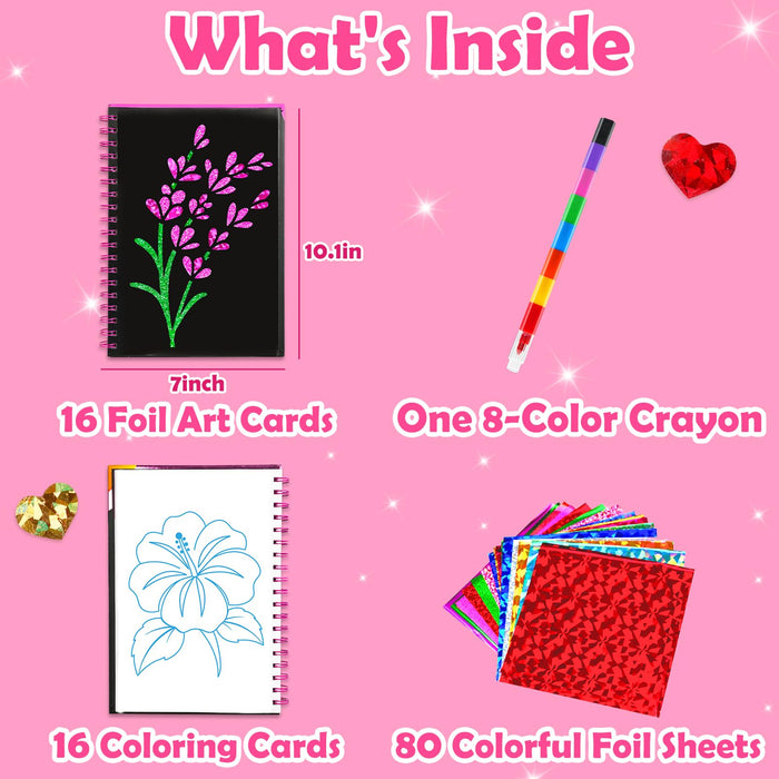 FUNNYB&G Foil Art Crafts for Kids Ages 4-8 (Flower）