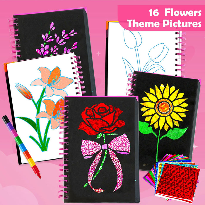 FUNNYB&G Foil Art Crafts for Kids Ages 4-8 (Flower）