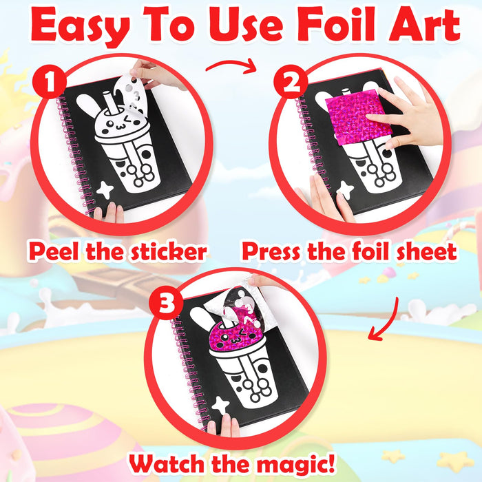 FUNNYB&G Foil Art Crafts for Kids Ages 4-8(Food)
