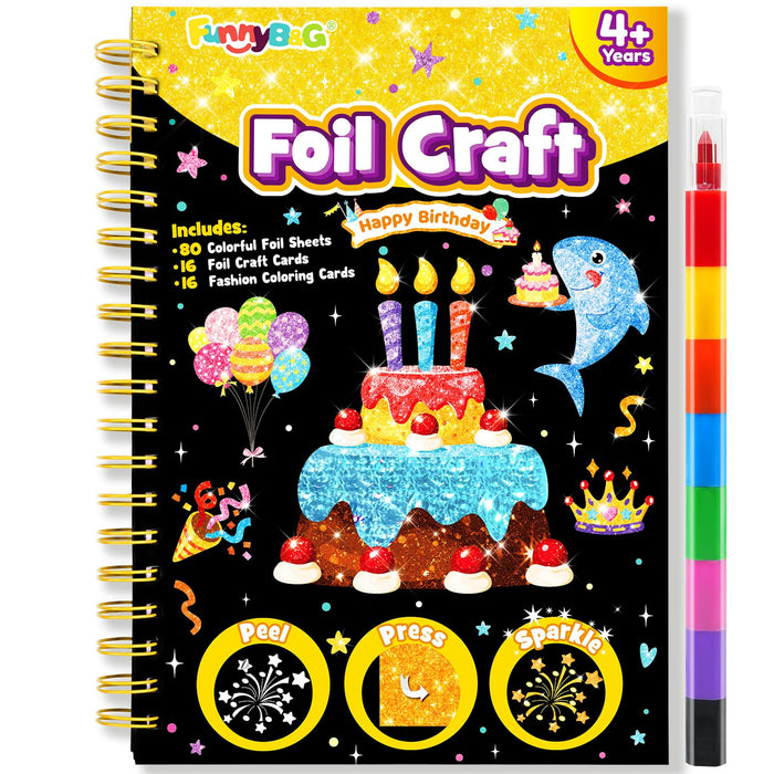 FUNNYB&G Foil Art Crafts for Kids Ages 4-8 (Happy Birthday)