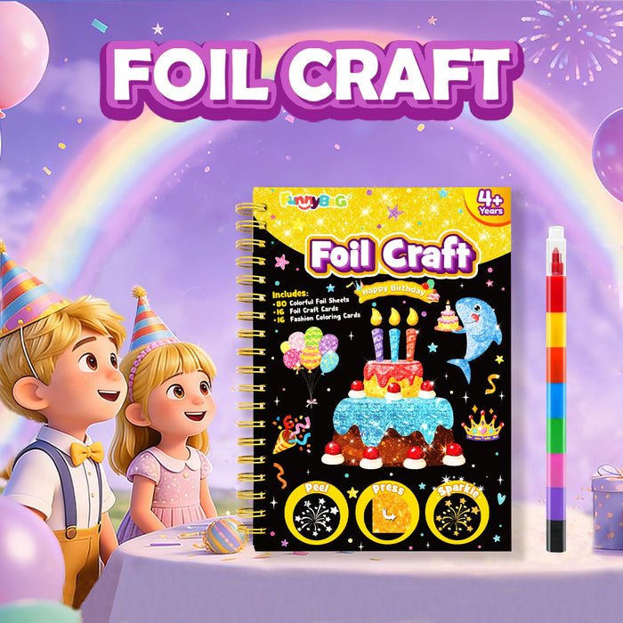 FUNNYB&G Foil Art Crafts for Kids Ages 4-8 (Happy Birthday)