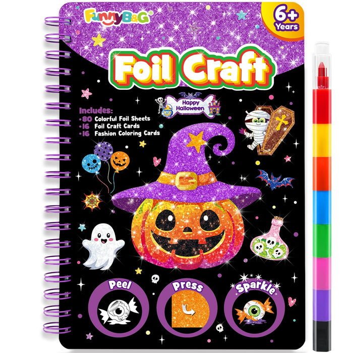 FUNNYB&G Foil Art Craft Kit for Kids（ Happy Halloween）