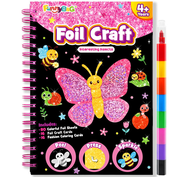 FUNNYB&G Foil Art Crafts for Kids Ages 4-8 (Insects)