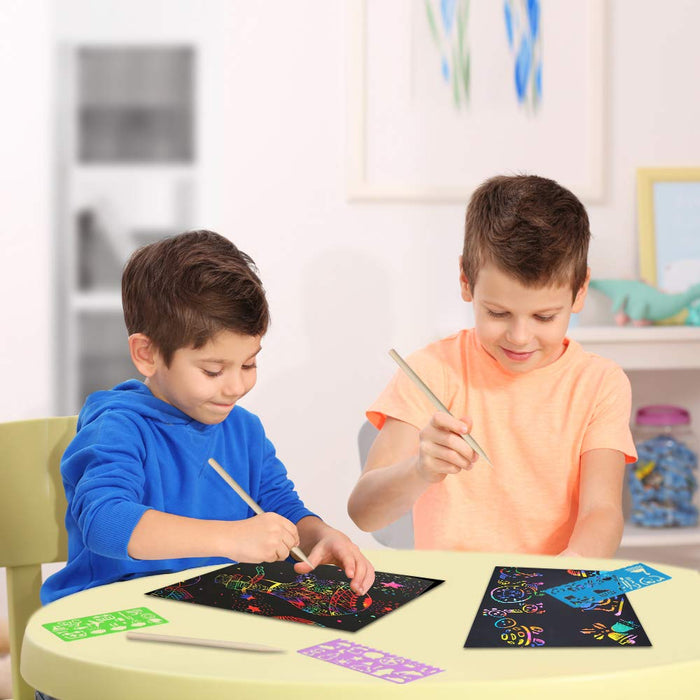 FUNNYB&G  60 Pcs Magic Rainbow Scratch Paper
