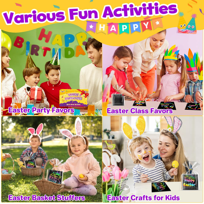 FUNNYB&G 240 PCS Rainbow Scratch Paper Art Kit for Kids