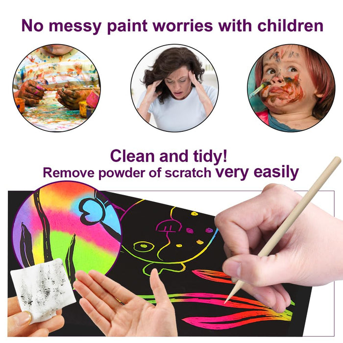 FUNNYB&G  60 Pcs Magic Rainbow Scratch Paper