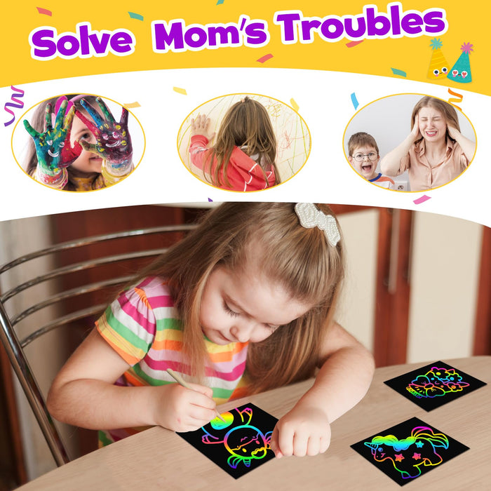 FUNNYB&G 240 PCS Rainbow Scratch Paper Art Kit for Kids