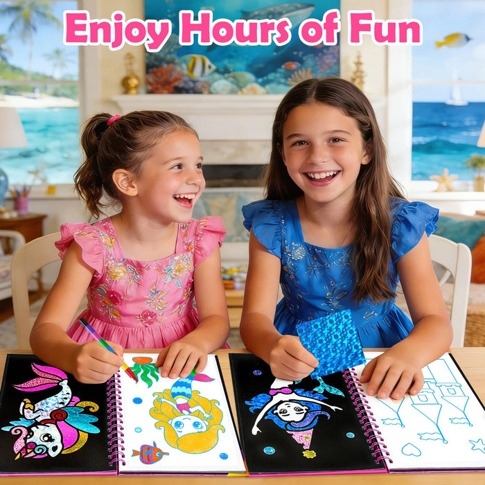 FUNNYB&G Foil Art Crafts for Kids Ages 4-8(Mermaids)