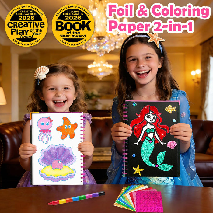 FUNNYB&G Foil Art Crafts for Kids Ages 4-8(Mermaids)
